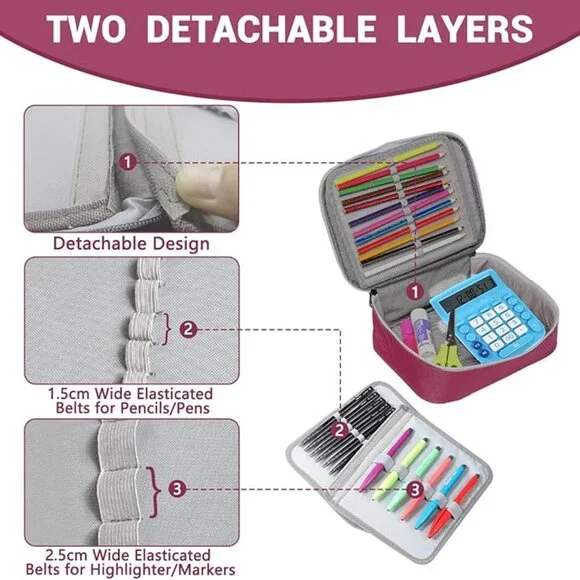 Vaschy Pencil Case Large Capacity Pen Holder Pouch with Mesh Pockets - Picture 6 of 7